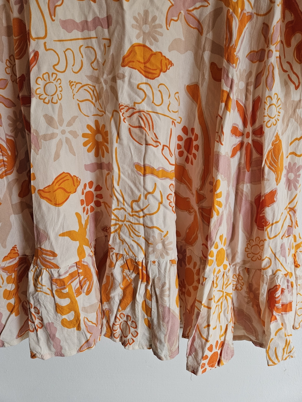 Label Of Love V-Neck Ruffle Hem Mini Dress in Orange, Pink, White XL - Picture 5 of 16